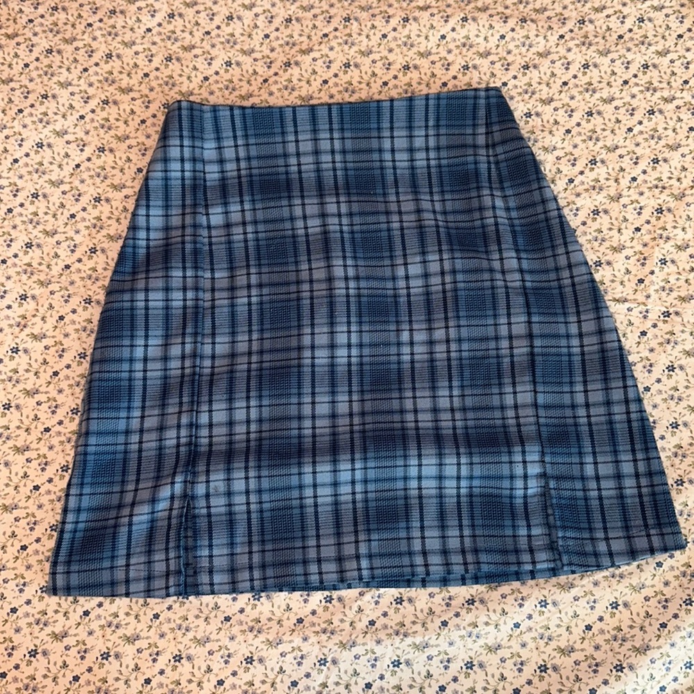 blue plaid brandy melville skirt